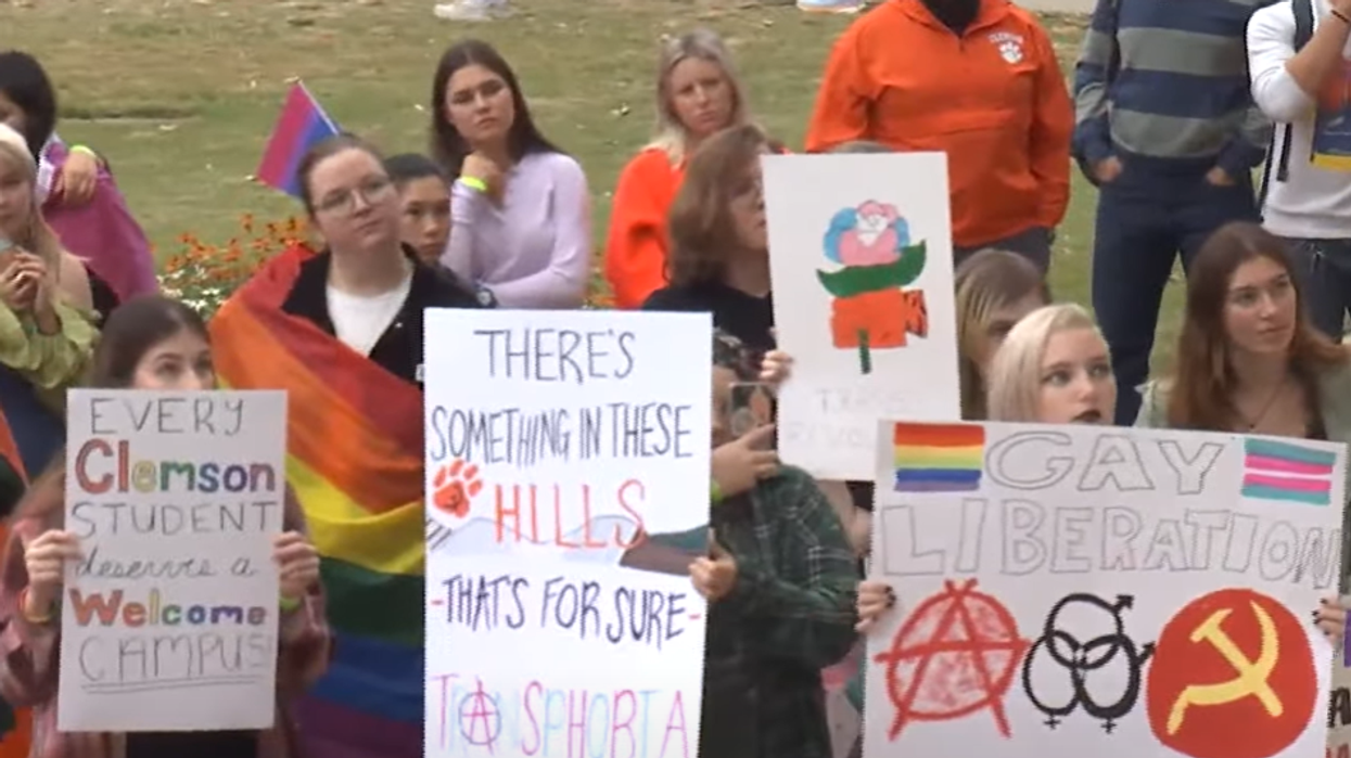 LGBTQ students march against Clemson University removing tampons from men's bathrooms, demand 'repercussions' against Republican group