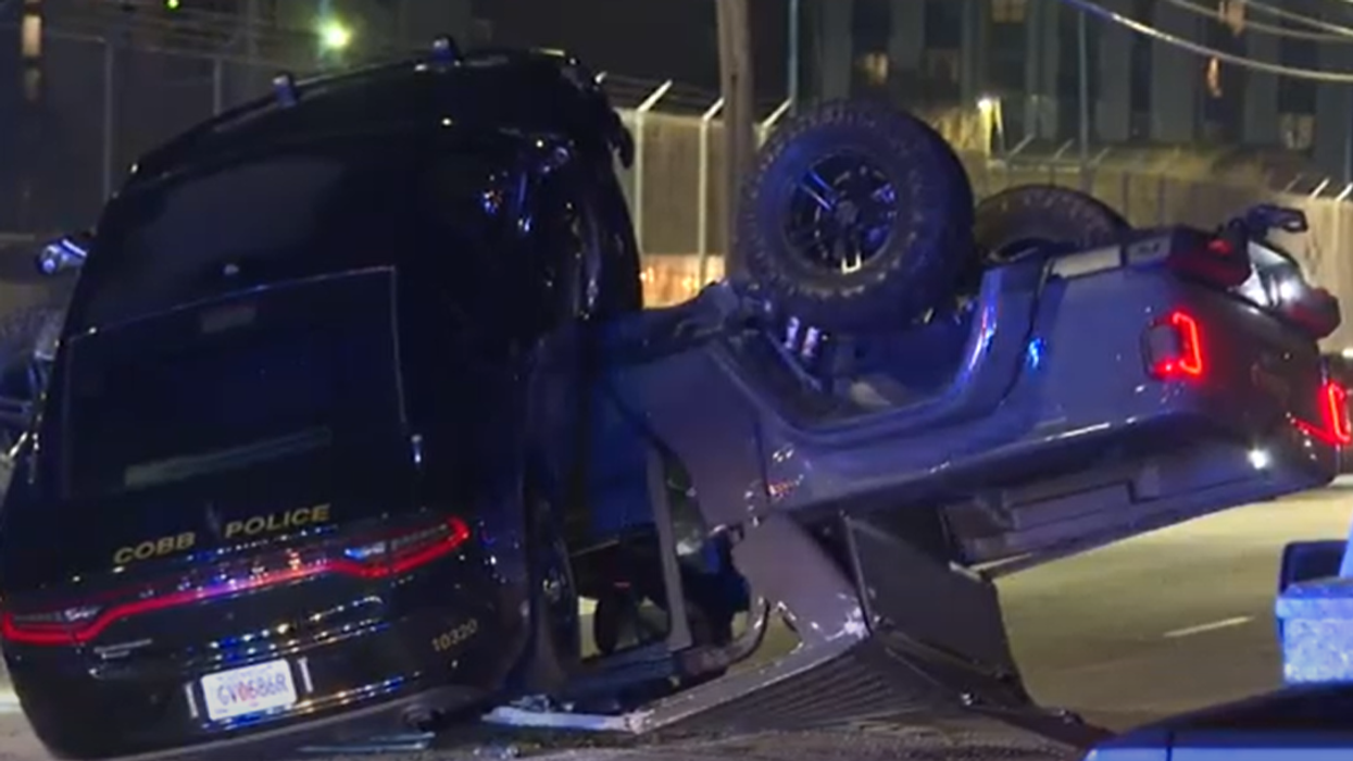 Atlanta police chase ends with cop car on top suspect's Jeep | Blaze Media