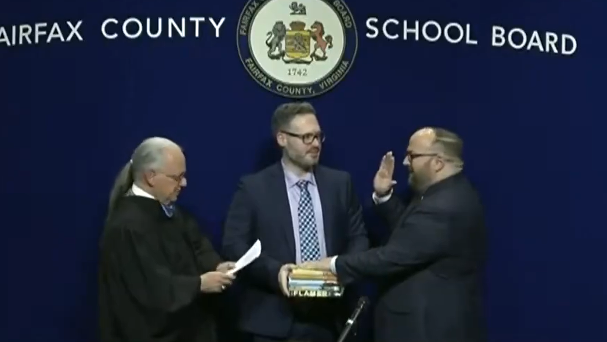 Democrat school board member sworn in on stack of 'LGBT' literature, including book titled 'Flamer'