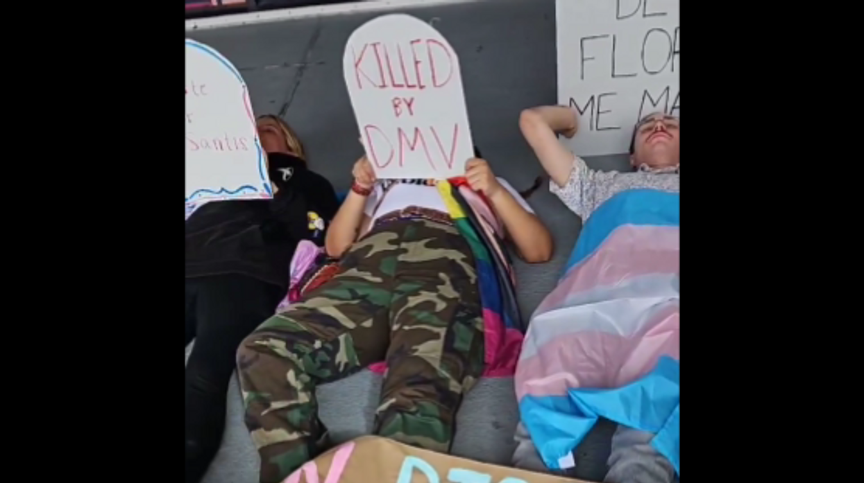 FL transgender activists stage die-in demonstrations at DMVs over new driver's license rule