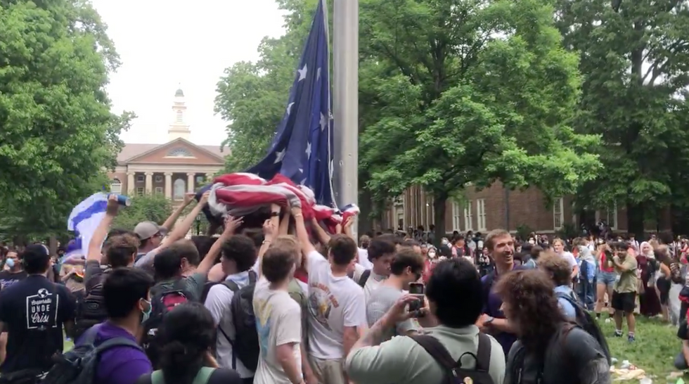 Fraternity brothers protected the American flag when protesters tried tearing it down — now donations are pouring in