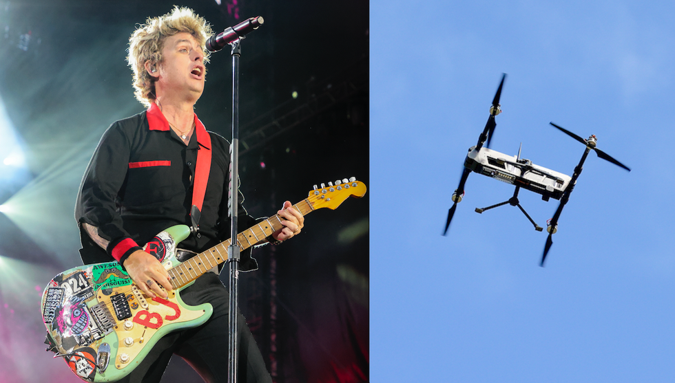 Green Day literally runs offstage after drone spotted inside stadium; drone operator caught; feds on the case