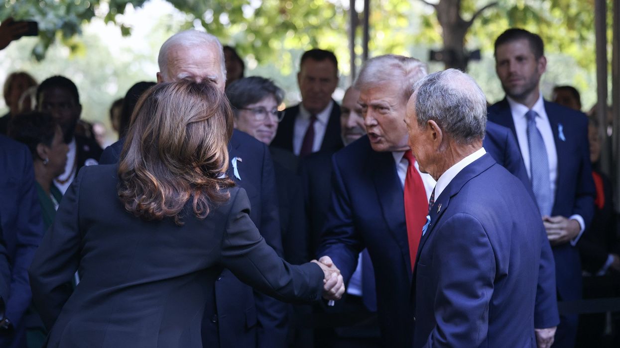 In rare moment of political decorum, Trump and Harris share friendly handshake at 9/11 memorial