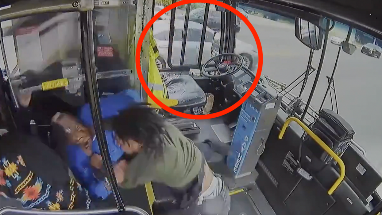 Insane video: Unhinged male beats on bus driver, pulls him from seat while bus is motoring down street — then comes the crash