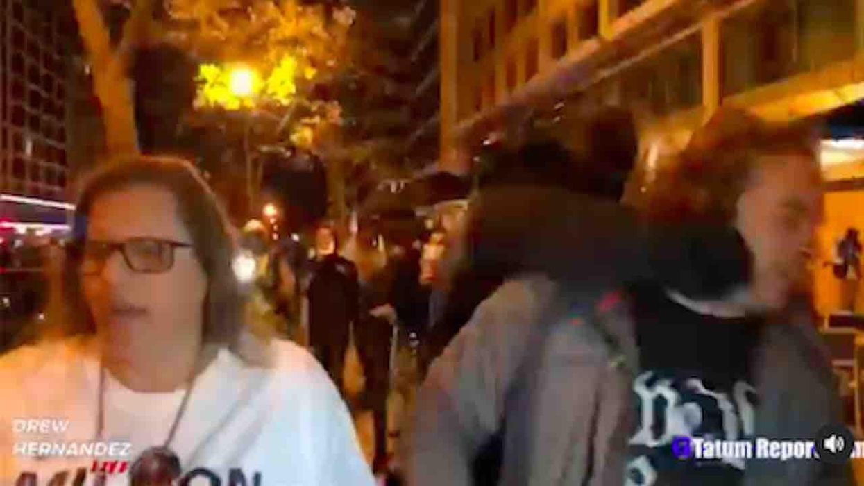 'Jesus Christ is coming back!' declares apparent Trump supporter after DC rally. Antifa militant punches him from behind in head soon after.