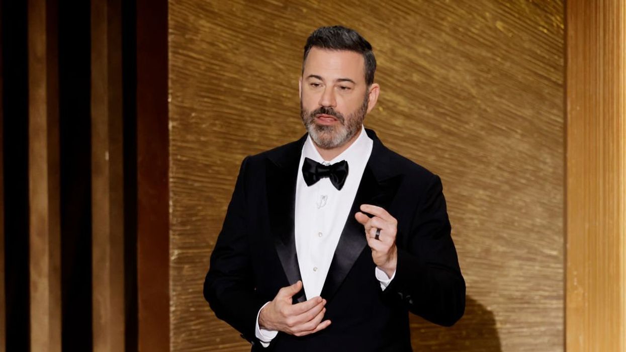 Jimmy Kimmel crushed by giant inflatable acorn