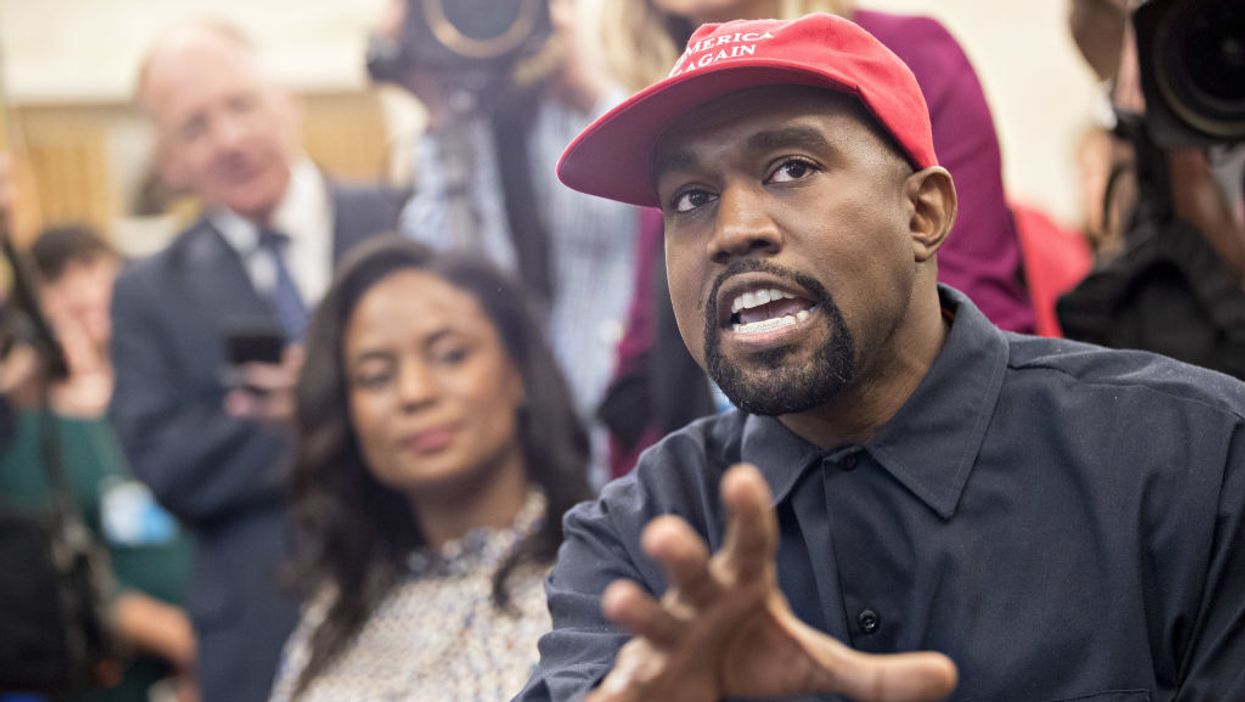 Kanye West throws away MAGA hat, slams Democratic Party, and explains his presidential campaign