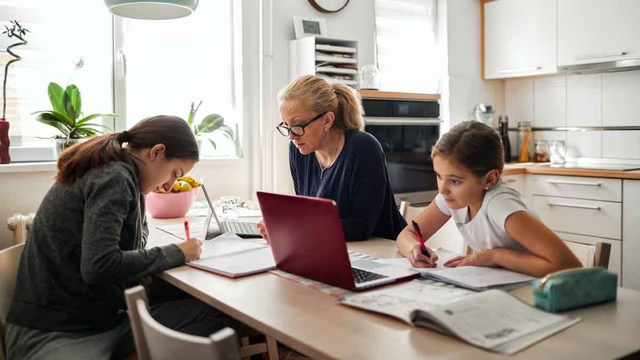 Kids having school at home