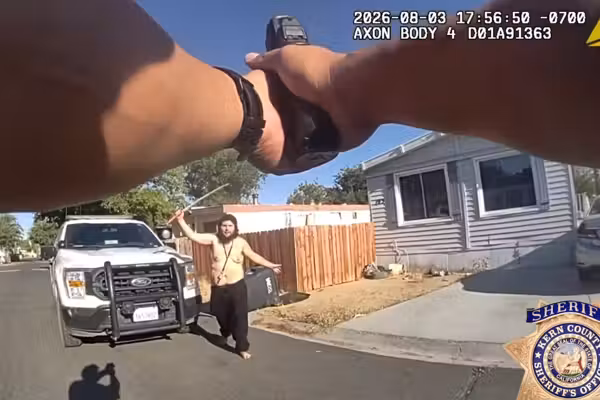 'Kill me!' Unhinged male furious about revving engine at night pulls sword on investigating deputy. Then things get bloody.