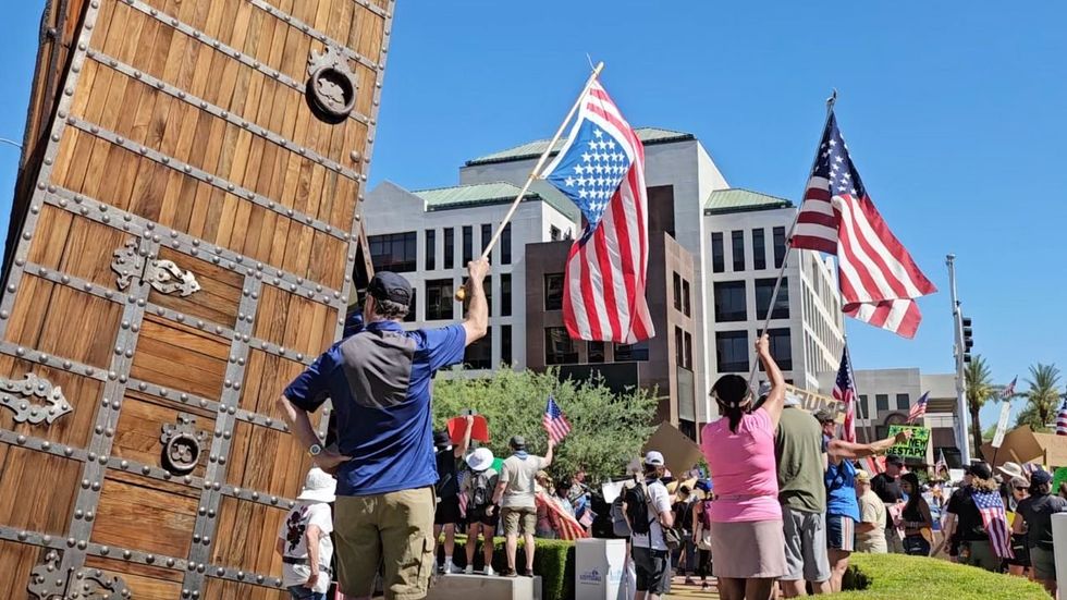 Leftist No Kings event in Arizona draws older crowd with patriotic symbols