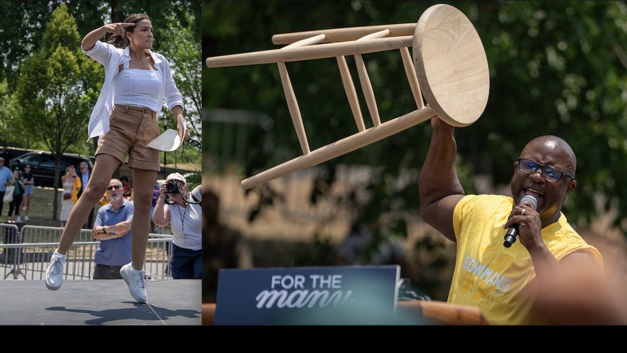 Leftist US Reps. AOC, Jamaal Bowman get ridiculed for imitating angry rappers on Bronx rally stage ahead of primary election