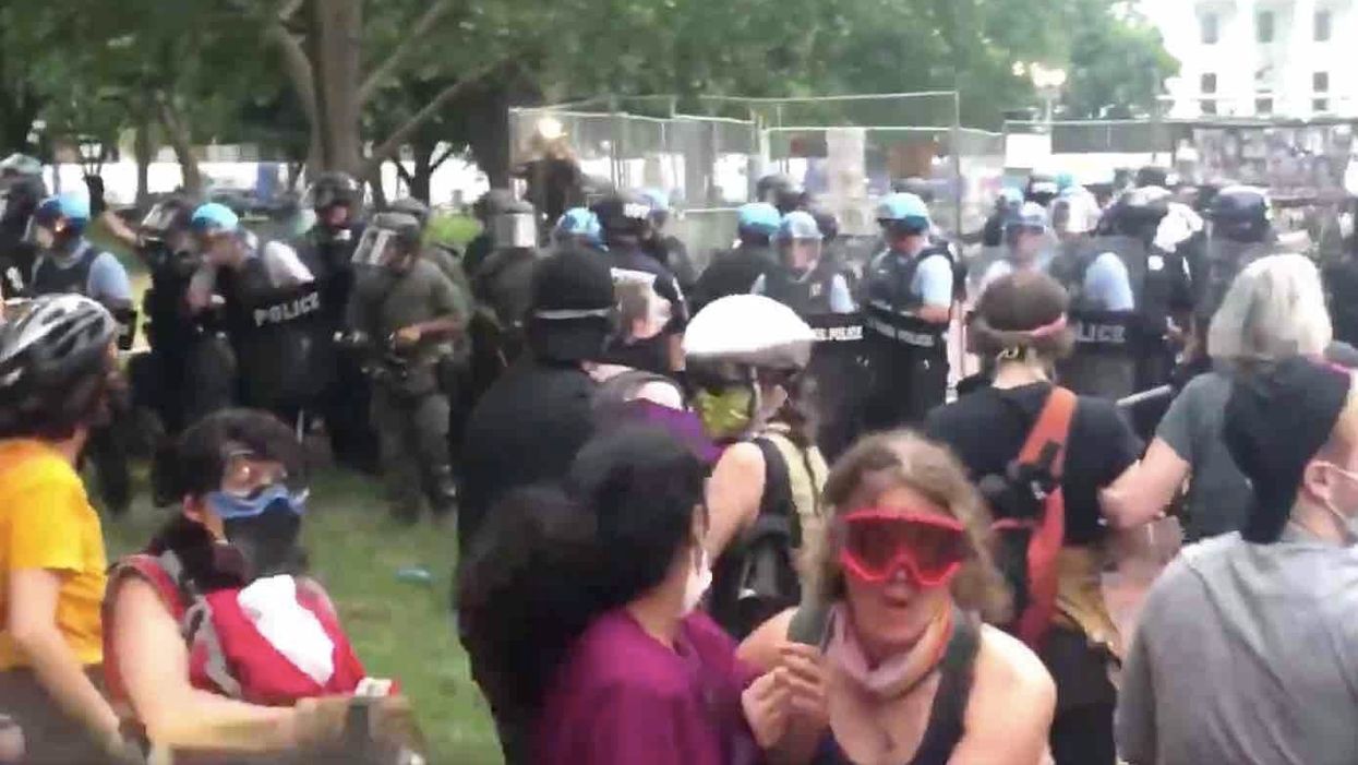 Leftists cry out, 'Medic! Medic!' as cops push them back after attempt to topple Andrew Jackson statue