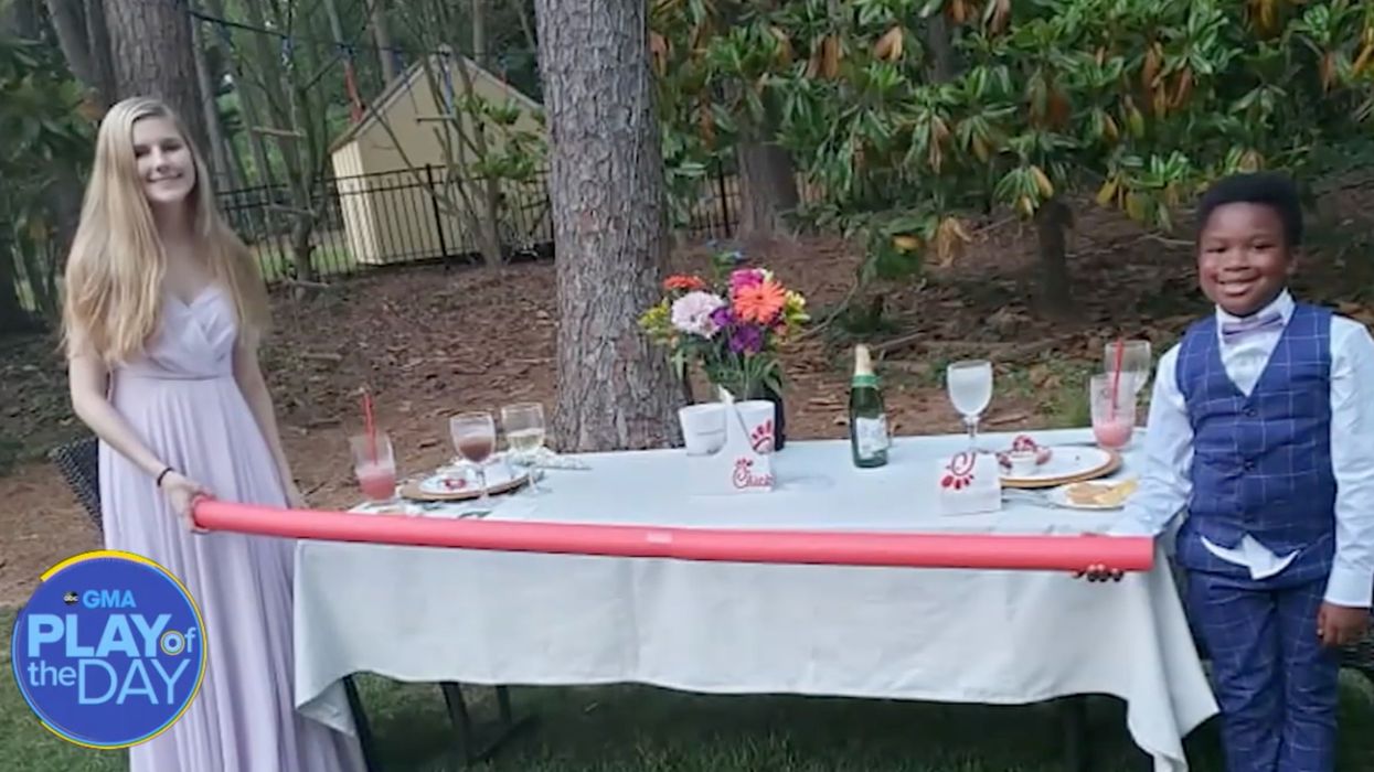 Little boy throws socially distant prom after high school cancels his babysitter's festivities
