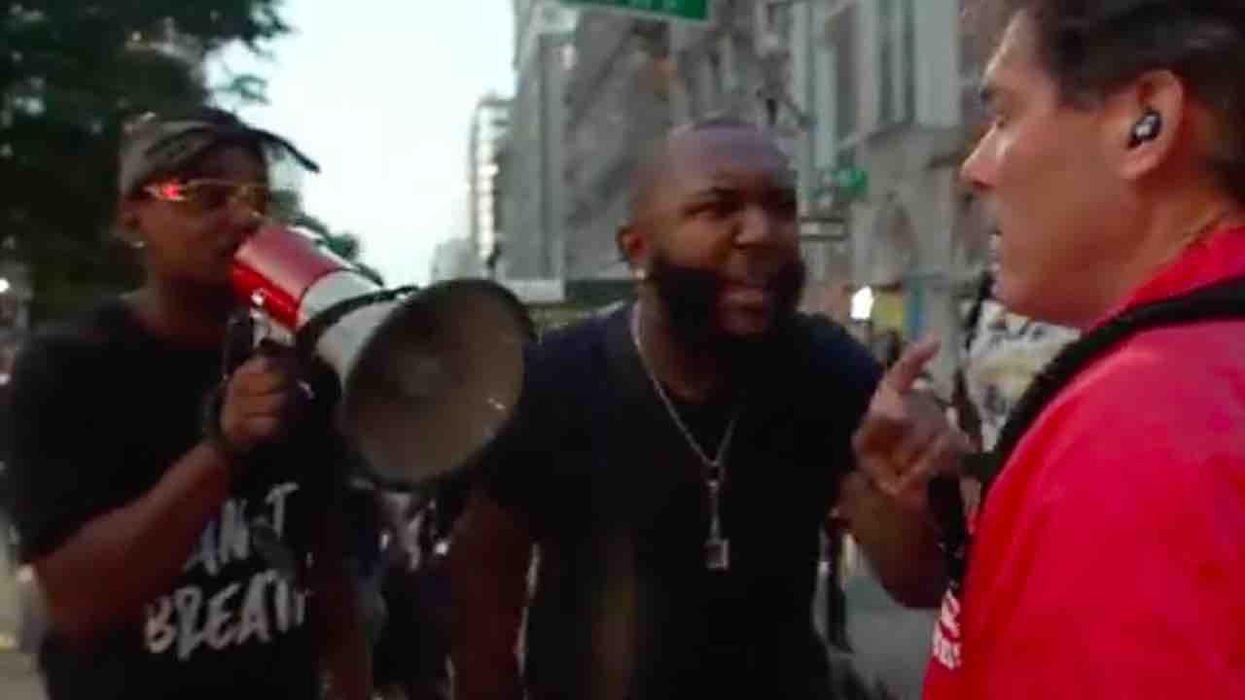 Lone Guardian Angel stands up to Black Lives Matter protesters who try to bully him, yell anti-gay slurs at Carmine's protest