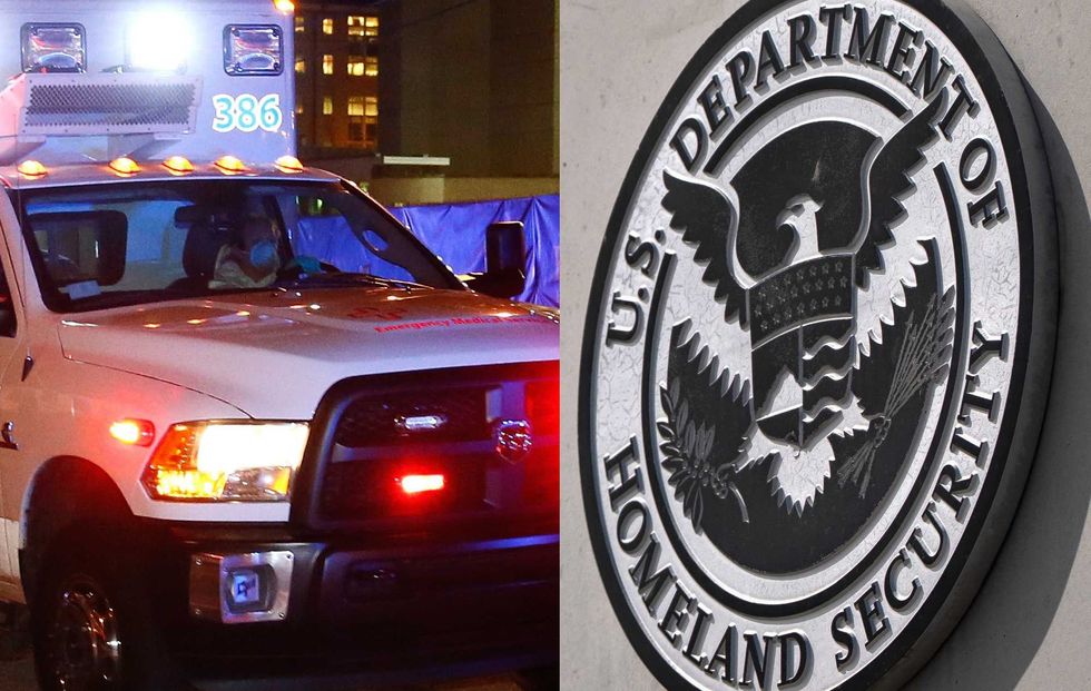 Man rams stolen ambulance into DHS office building, douses it in accelerant, police say