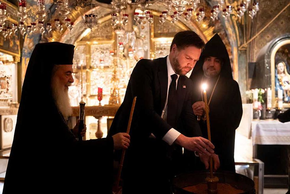 'May the Prince of Peace have mercy on us': Vance prays at site of Christ's death and resurrection