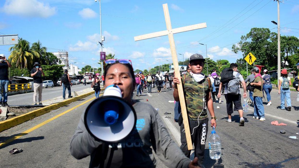 Migrant caravan that bulldozed Mexican National Guard was organized by QR code, sends message to Biden