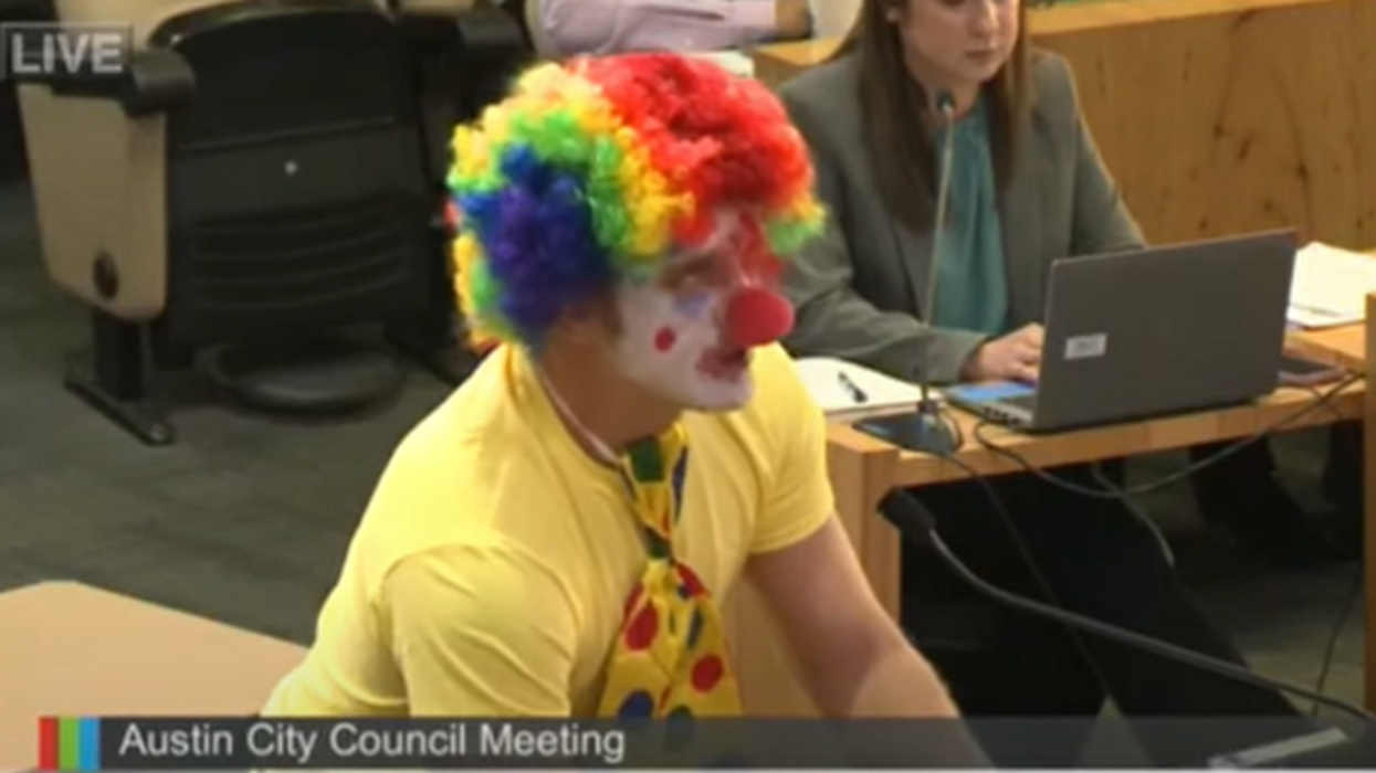 'My mother told me to dress for the job that you want to have': Man in clown costume trolls Austin City Council over power outages