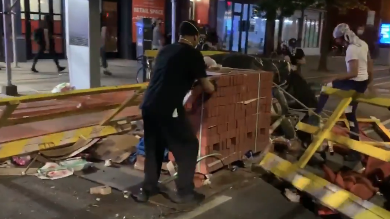 Mysterious stashes of bricks are being found nearby protest sites and social media users are asking where they came from