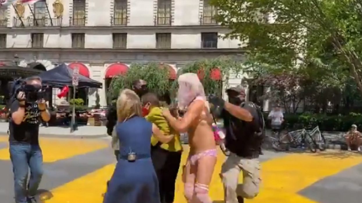 NBC's Andrea Mitchell and DC delegate rushed by protester at BLM Plaza