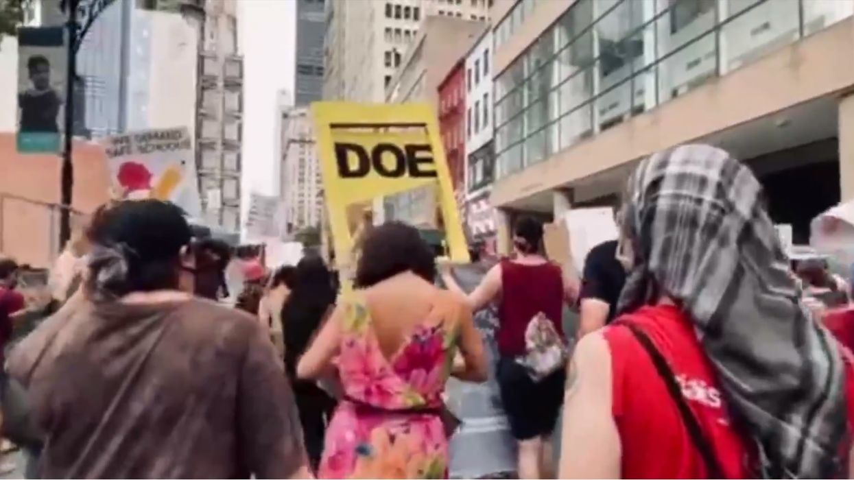 New York City teachers' union protests school reopening plan with guillotines and coffins