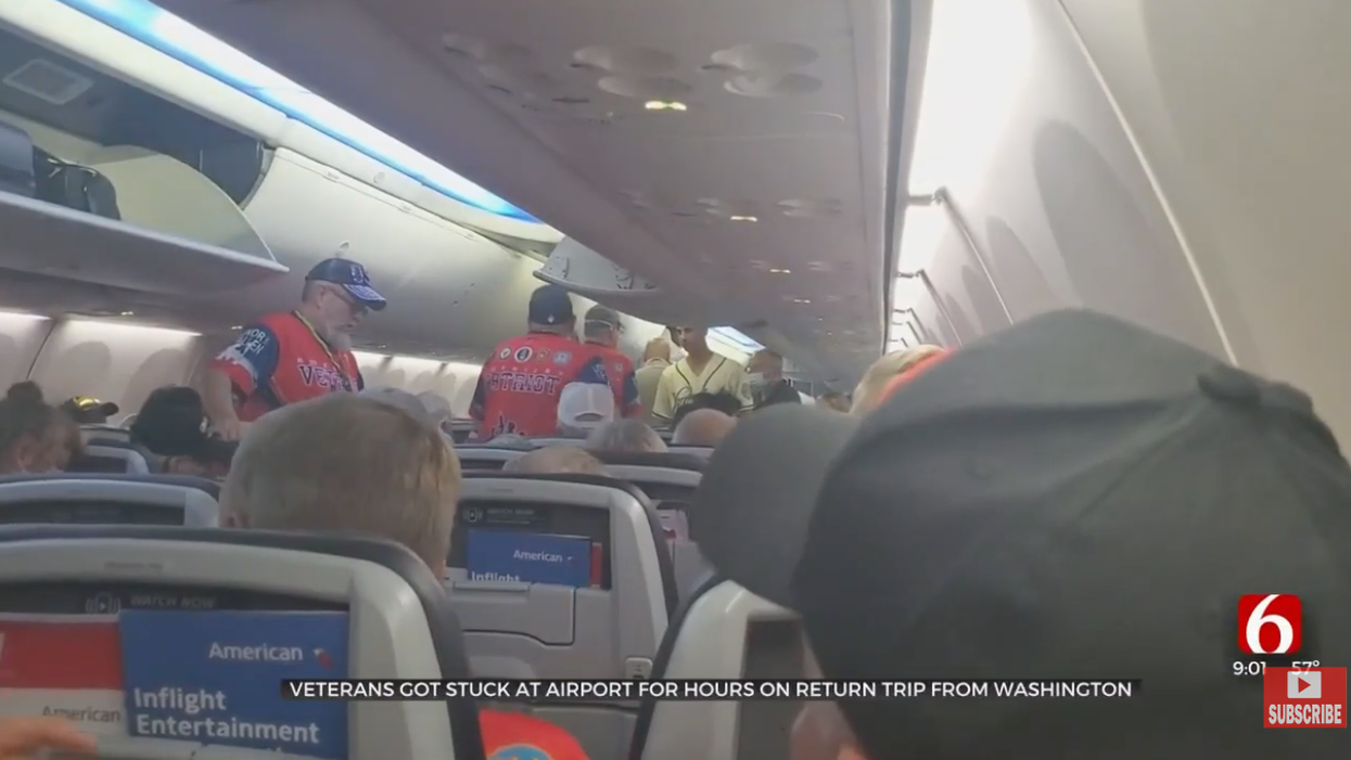 'No veterans left behind': Group of almost 60 veterans deboard plane after one was told he wasn't able to fly