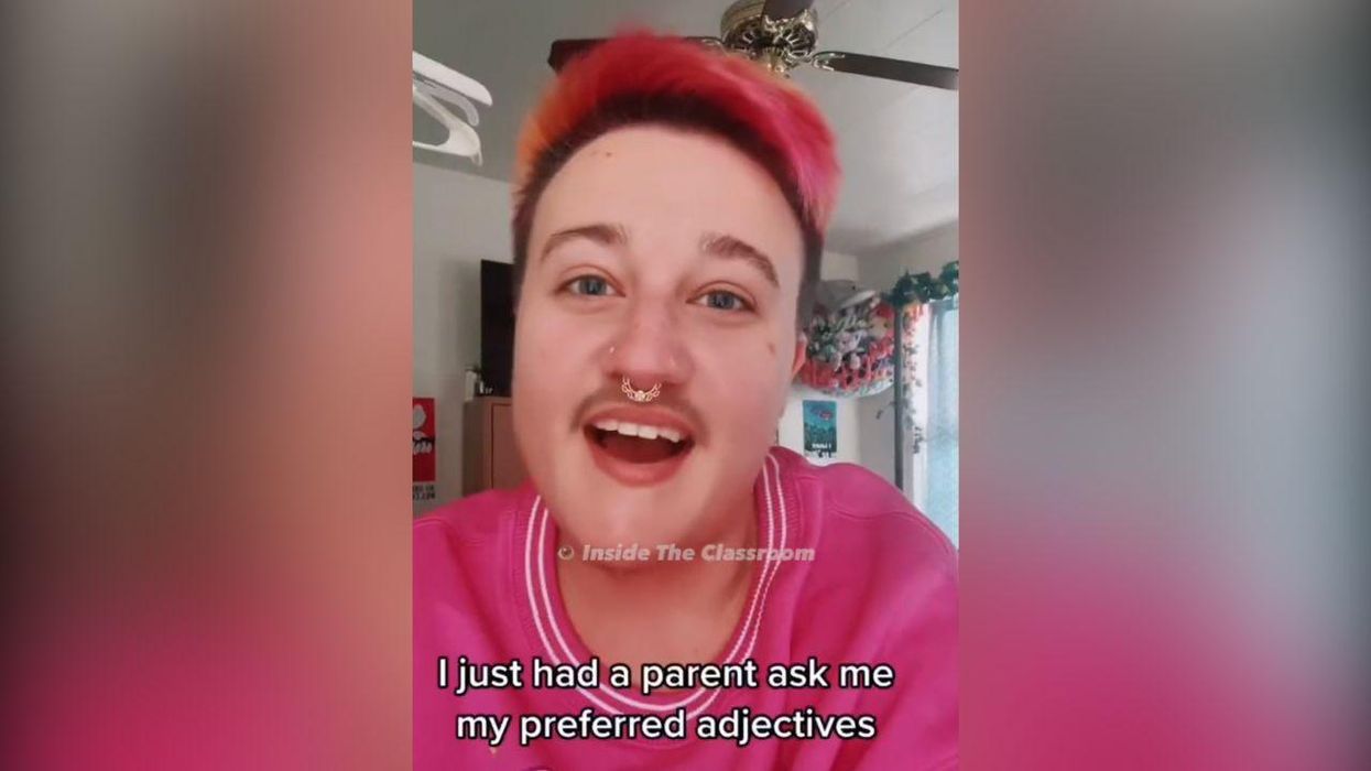 Non-binary elementary teacher says it's enjoyable to confuse students about gender identity: 'Wondering what they're going to do when I have the mustache AND a skirt'