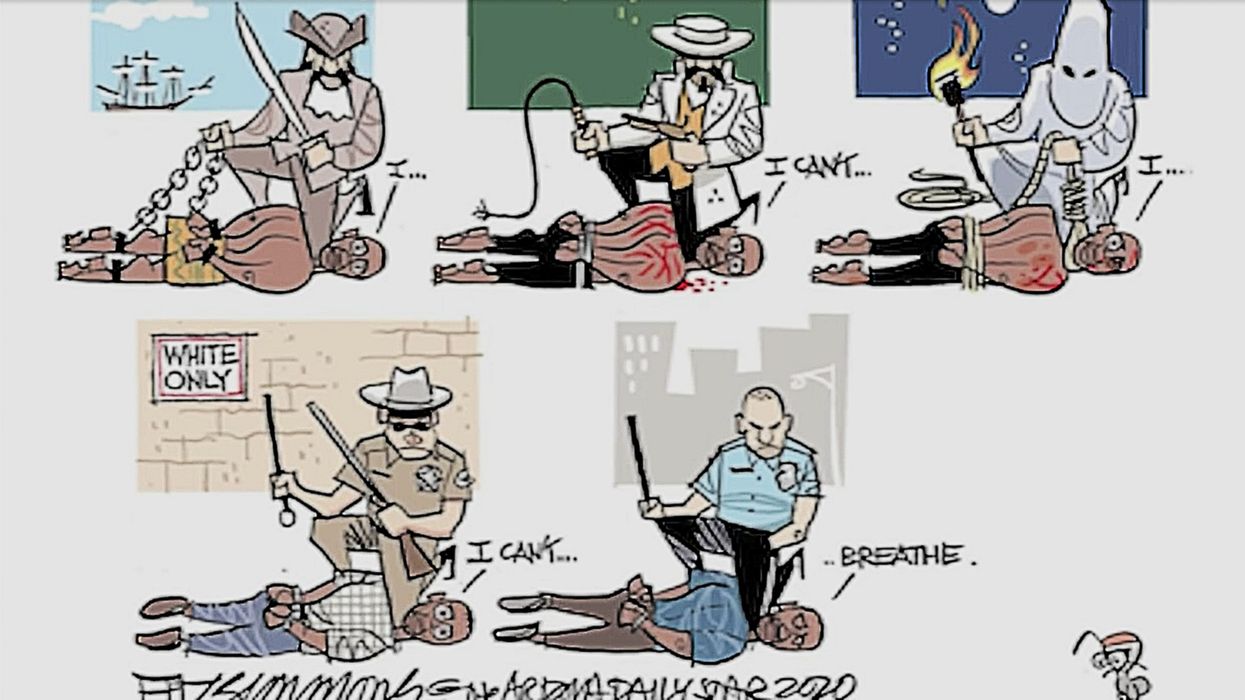 NY teacher shares cartoon with students comparing police officers to KKK. It was part of a Black Lives Matter-themed assignment.