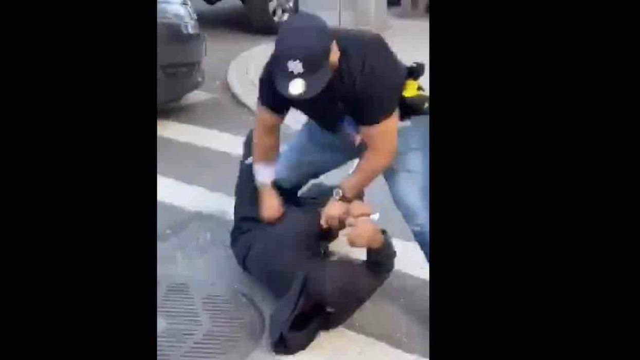 NYPD officer points taser at bystander during arrest that started as social distancing violation — then takes bystander to ground, punches him