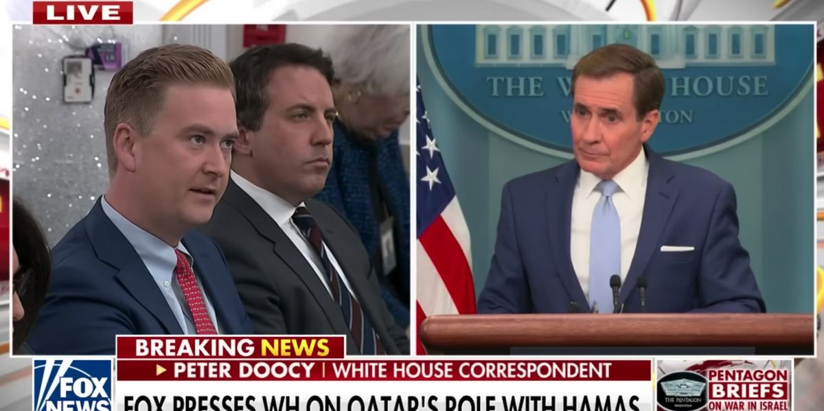 NextImg:Peter Doocy asks perfect question after Biden says he wants Israel to 'pause' military response: 'My goodness, Peter' | Blaze Media