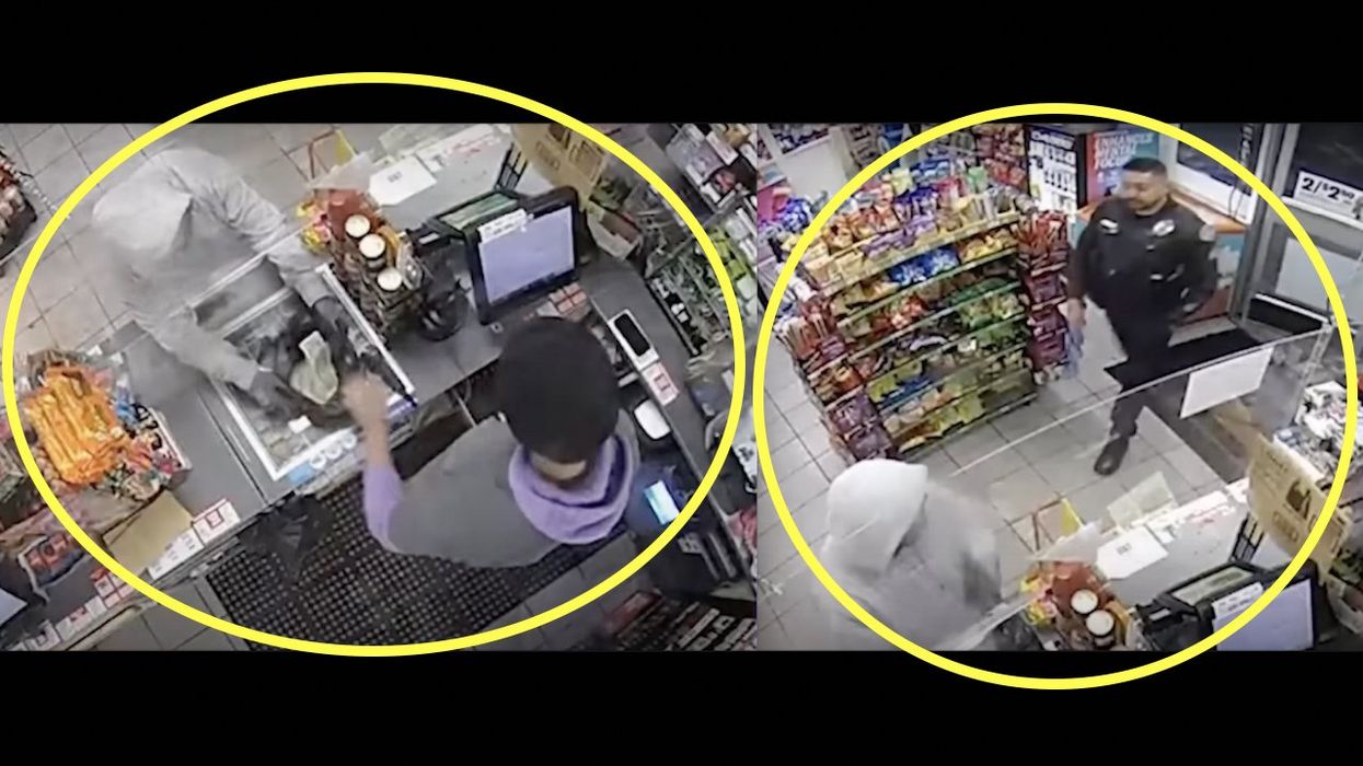 Poetic justice: Cop walks into 7-Eleven while armed robber stands in front of register with bag full of stolen cash