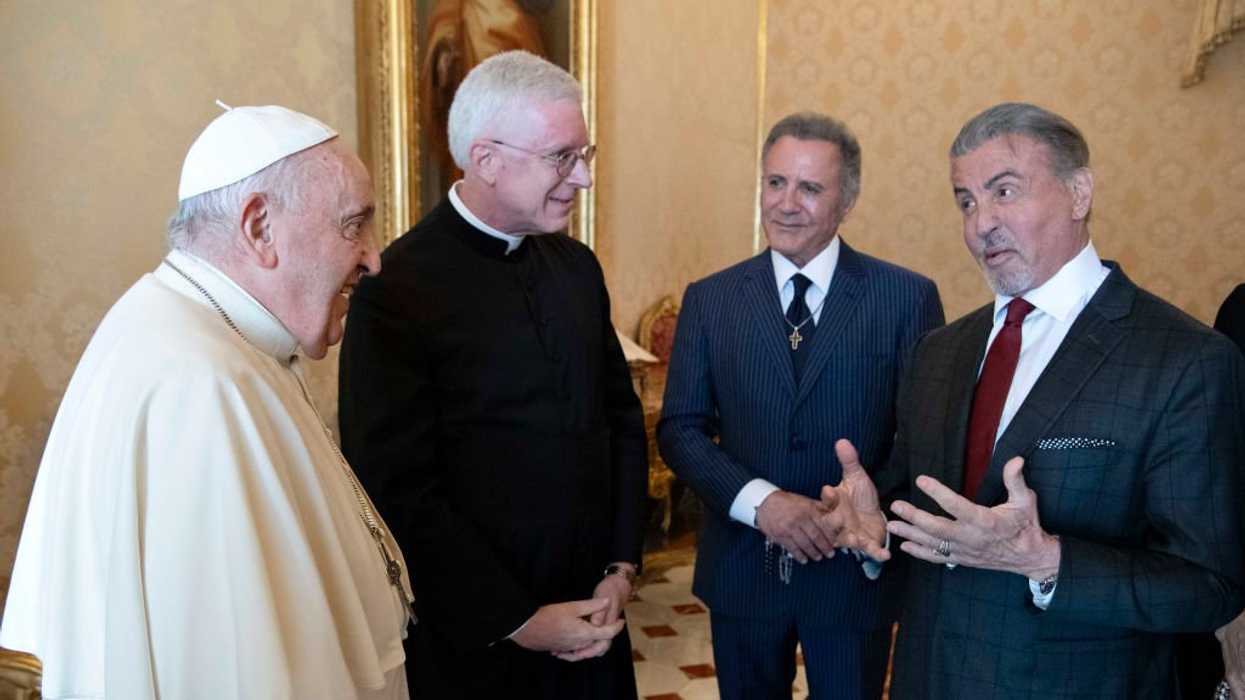 Pope Francis tells Sylvester Stallone he grew up watching his films, shows him a left jab: 'Ready? We box!'