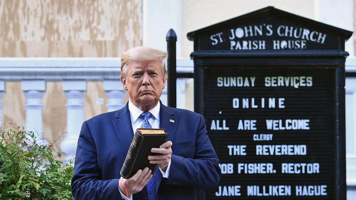President Trump walks to burned church to 'pay his respects' as protests continue near White House