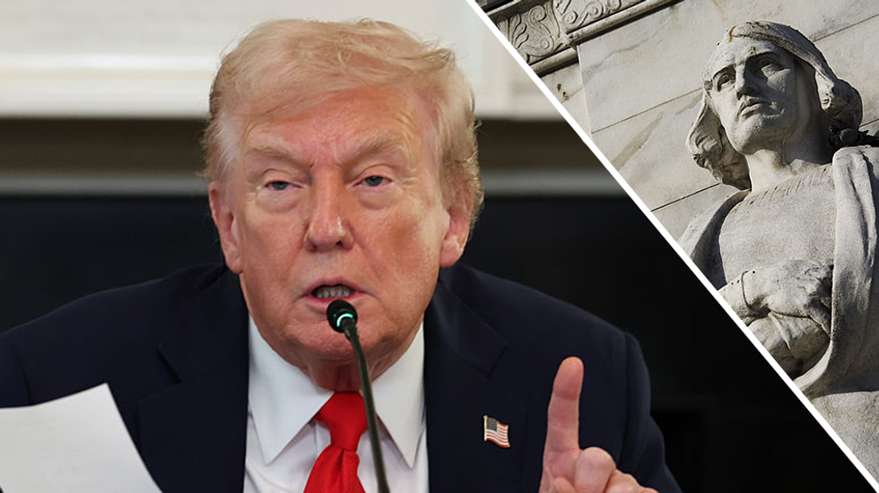 Press pool shocks Trump with reaction to Columbus Day news