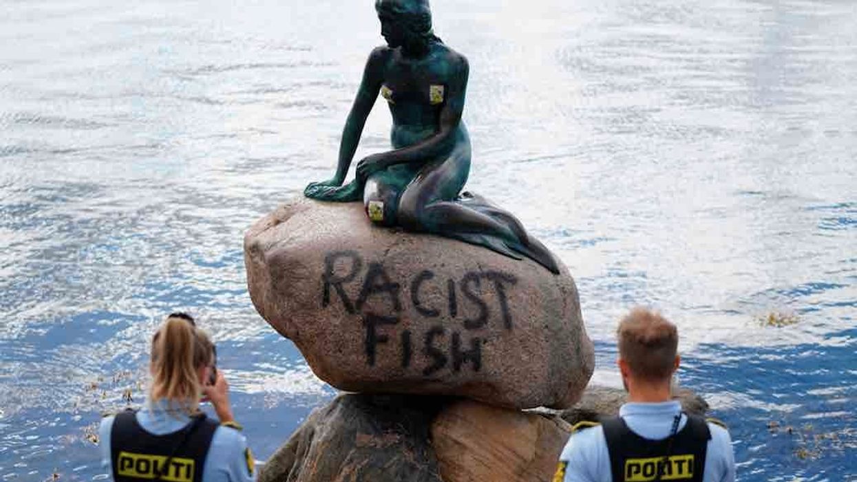 'Racist fish': Famous statue of the Little Mermaid in Copenhagen harbor has been vandalized