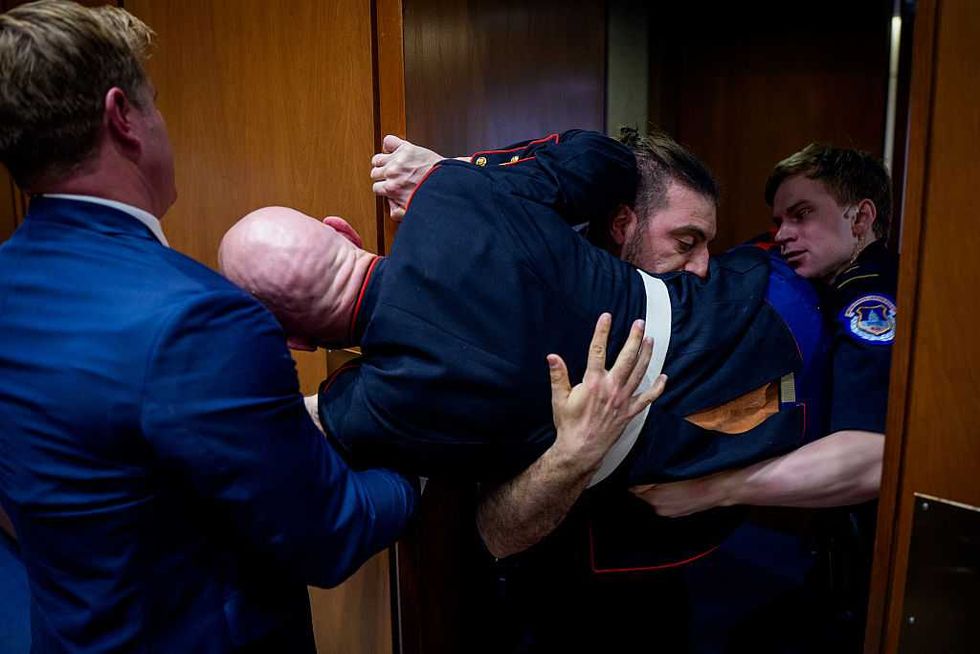 Sen. Sheehy steps in: 'Unhinged' activist's arm snaps as Capitol Police intervene in Senate hearing gone wild