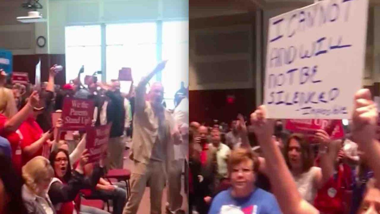 'Shame on you!': 1 arrest, 1 injury after school board shuts down public comment, declares 'unlawful assembly' — and parents are furious
