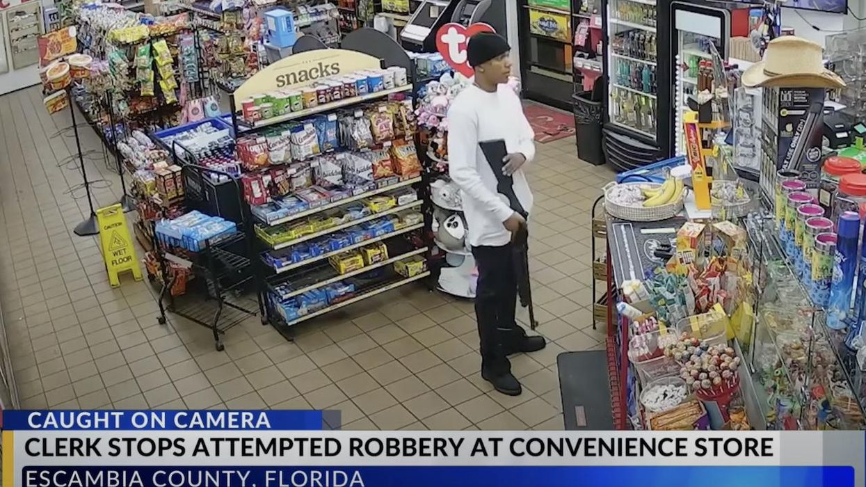 Shotgun-toting crook exits convenience store after clerk emerges from back room 'holding his own gun toward the befuddled attempted robber': sheriff's office