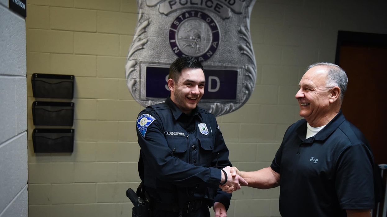 South Bend cop who helped an abandoned baby meets him 23 years later — all grown up and in a familiar uniform