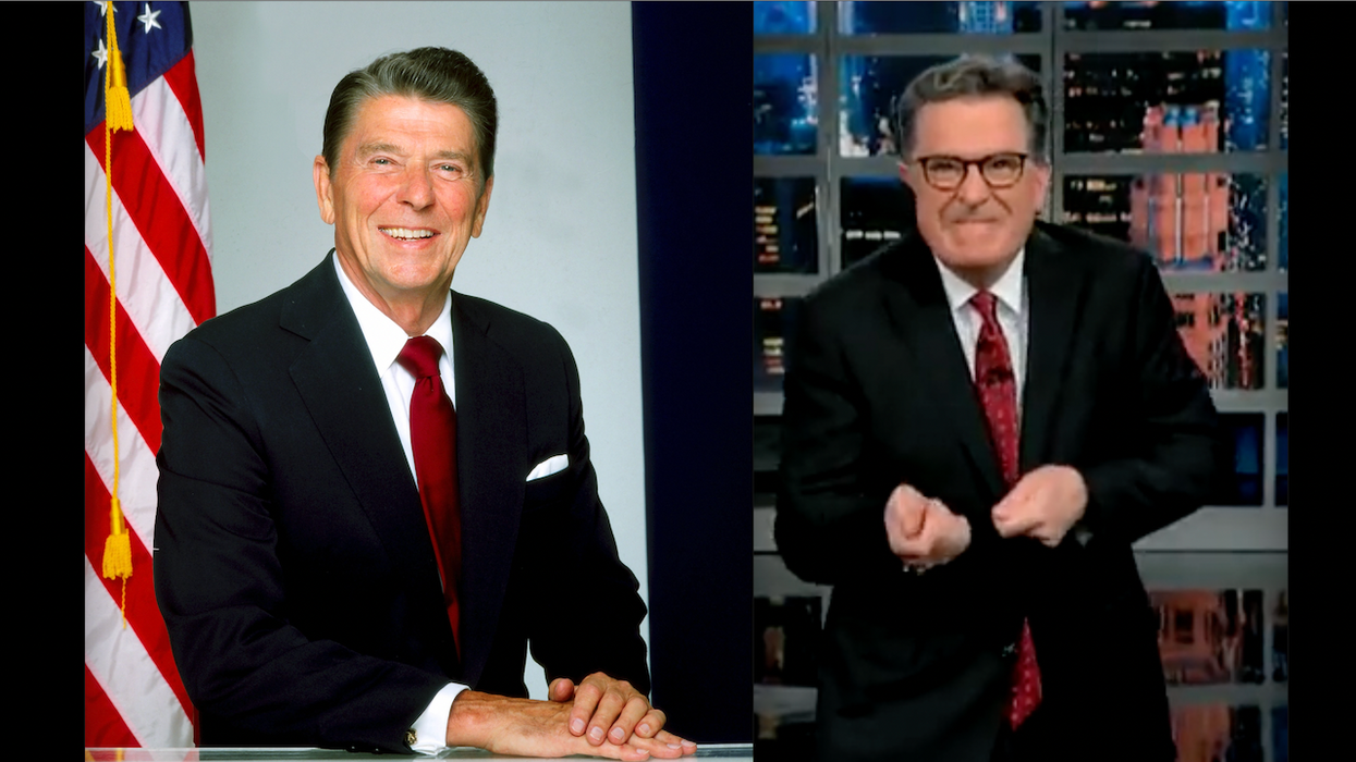 Stephen Colbert shredded for bit about Ronald Reagan in hell with demons 'dancing around' him 'chanting' he 'should've addressed the AIDS crisis'