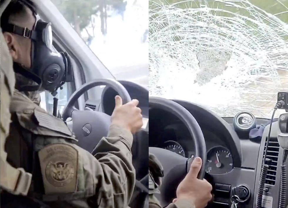 Stunning videos from inside CBP vehicles capture the moment vicious rioters attacked in Los Angeles