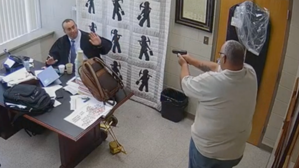 Surveillance video of Kentucky judge getting fatally shot in his chambers is shown during accused sheriff's hearing