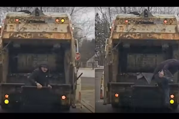Suspect nicknamed 'Oscar the Grouch' makes run for it after hiding in trash bin. But his escape attempt stinks.