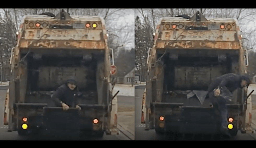 Suspect nicknamed 'Oscar the Grouch' makes run for it after hiding in trash bin. But his escape attempt stinks.