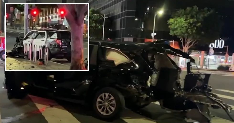 Suspect steals LAPD cruiser, drags cop alongside until he crashes into other vehicles, causing more injuries