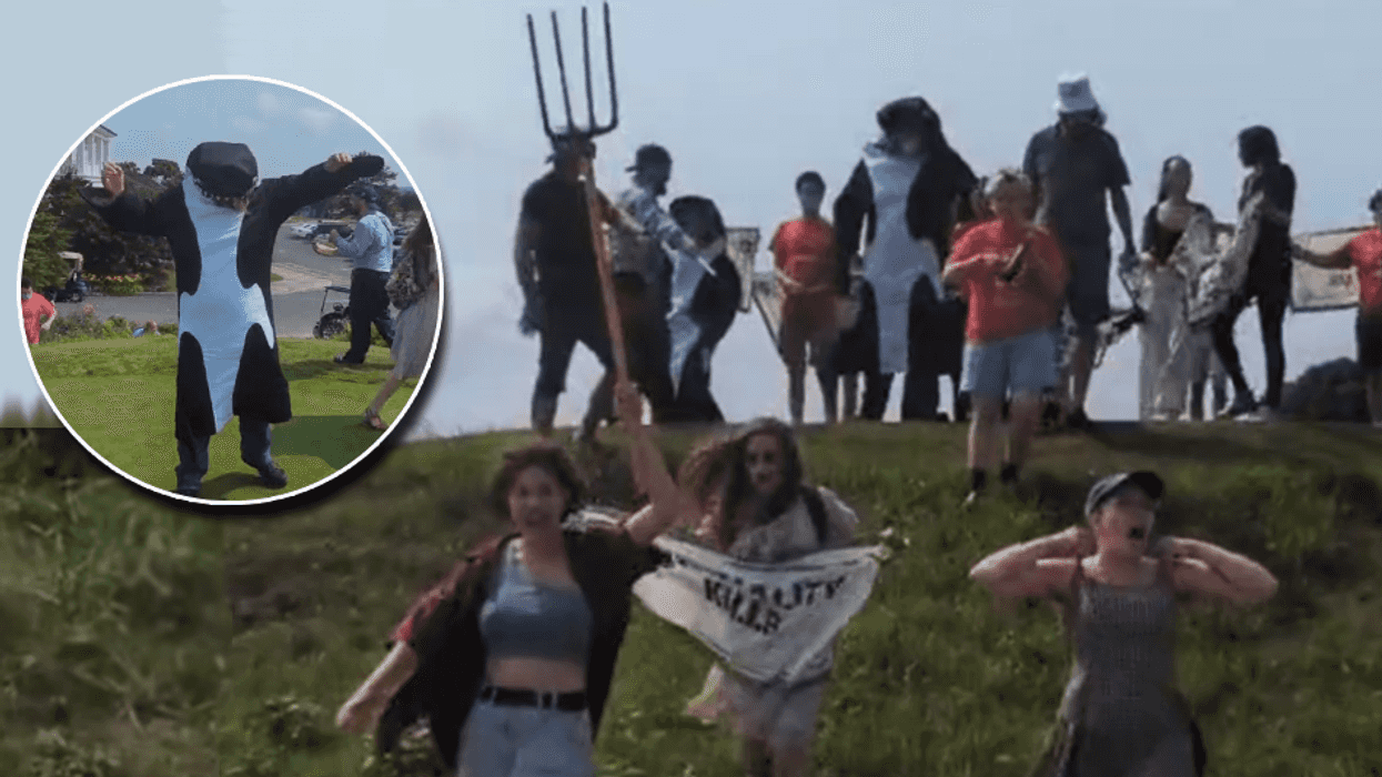 'Tax the motherf**king rich!' Climate protesters with pitchforks take over elite golf course in the Hamptons, claim it is stolen Indian land