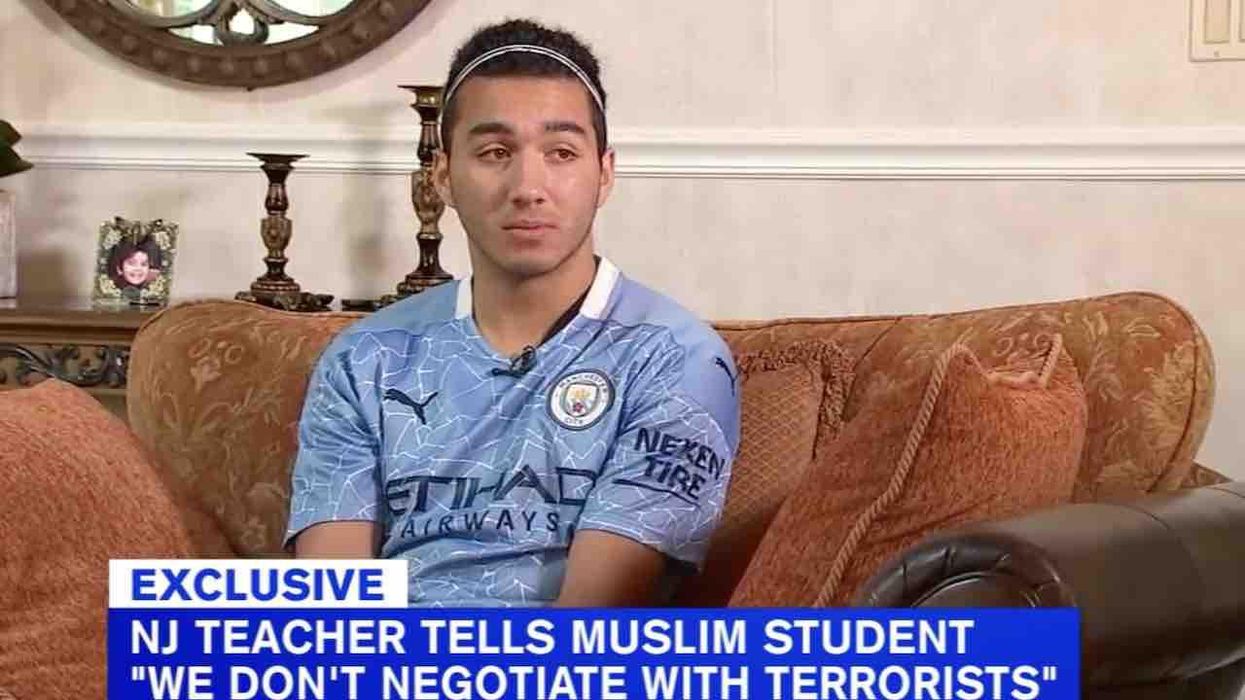 Teacher allegedly tells Muslim student 'we don't negotiate with terrorists' after student asks to finish assignment at home. Teacher gets suspended.
