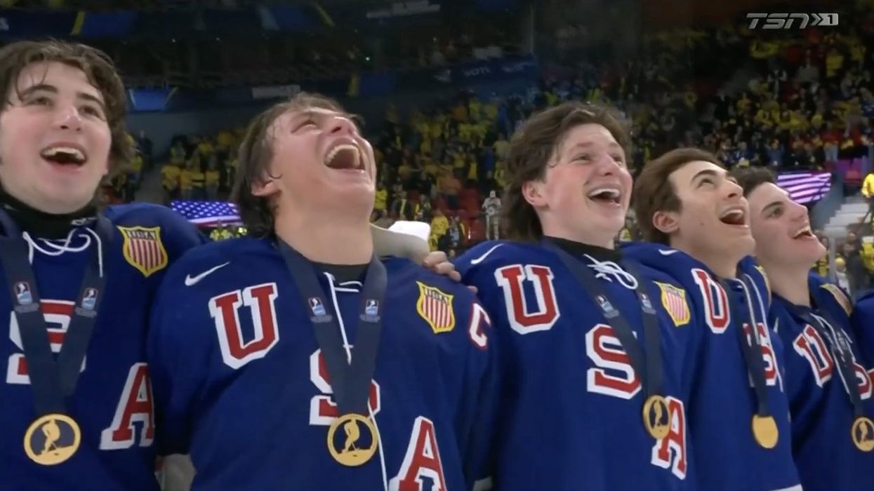 Team USA junior hockey players capture hearts with patriotic singing of national anthem after winning world championship