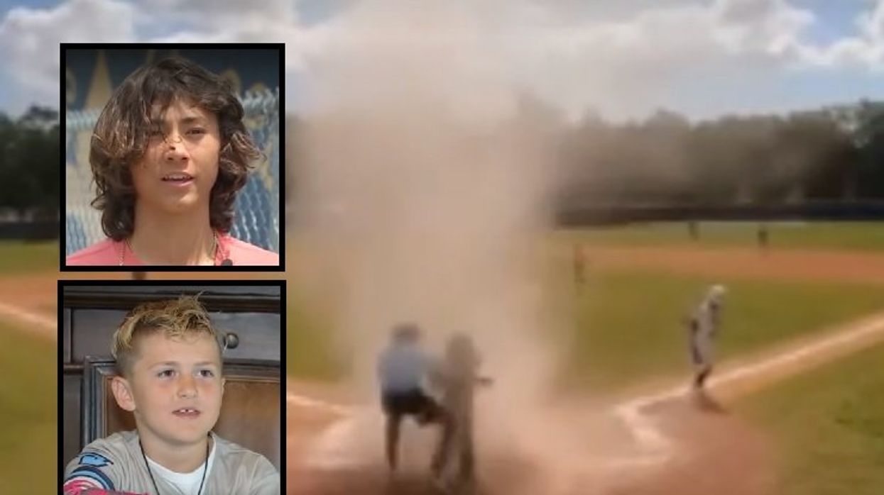 Teen umpire rescues 7-year-old catcher from freak dust devil at home plate: 'You saved his life!'