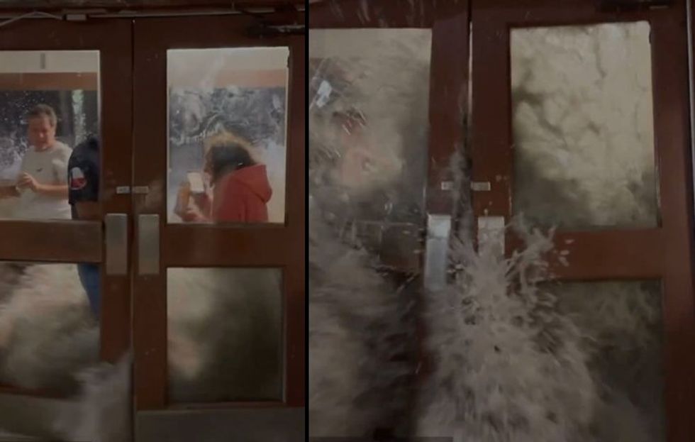 Terrifying video captures moment monster wave blasts Army garrison door to smithereens